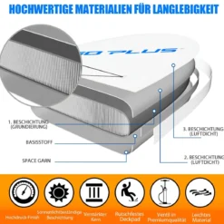 Stand Up Paddle Board Aufblasbares SUP Board mit Premium-Zubehör 335 x 76 x 15 cm Blau + Weiß