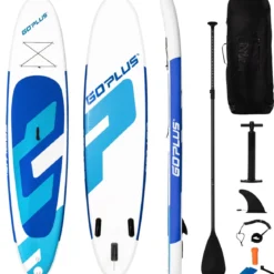 Stand Up Paddle Board Aufblasbares SUP Board mit Premium-Zubehör 335 x 76 x 15 cm Blau + Weiß