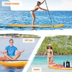 Stand Up Paddle Board tragbares Surfbrett Aufblasbar 320 x 76 x 15 cm Orange