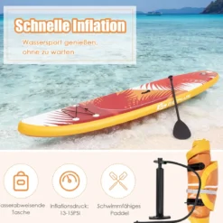 Stand Up Paddle Board tragbares Surfbrett Aufblasbar 320 x 76 x 15 cm Orange