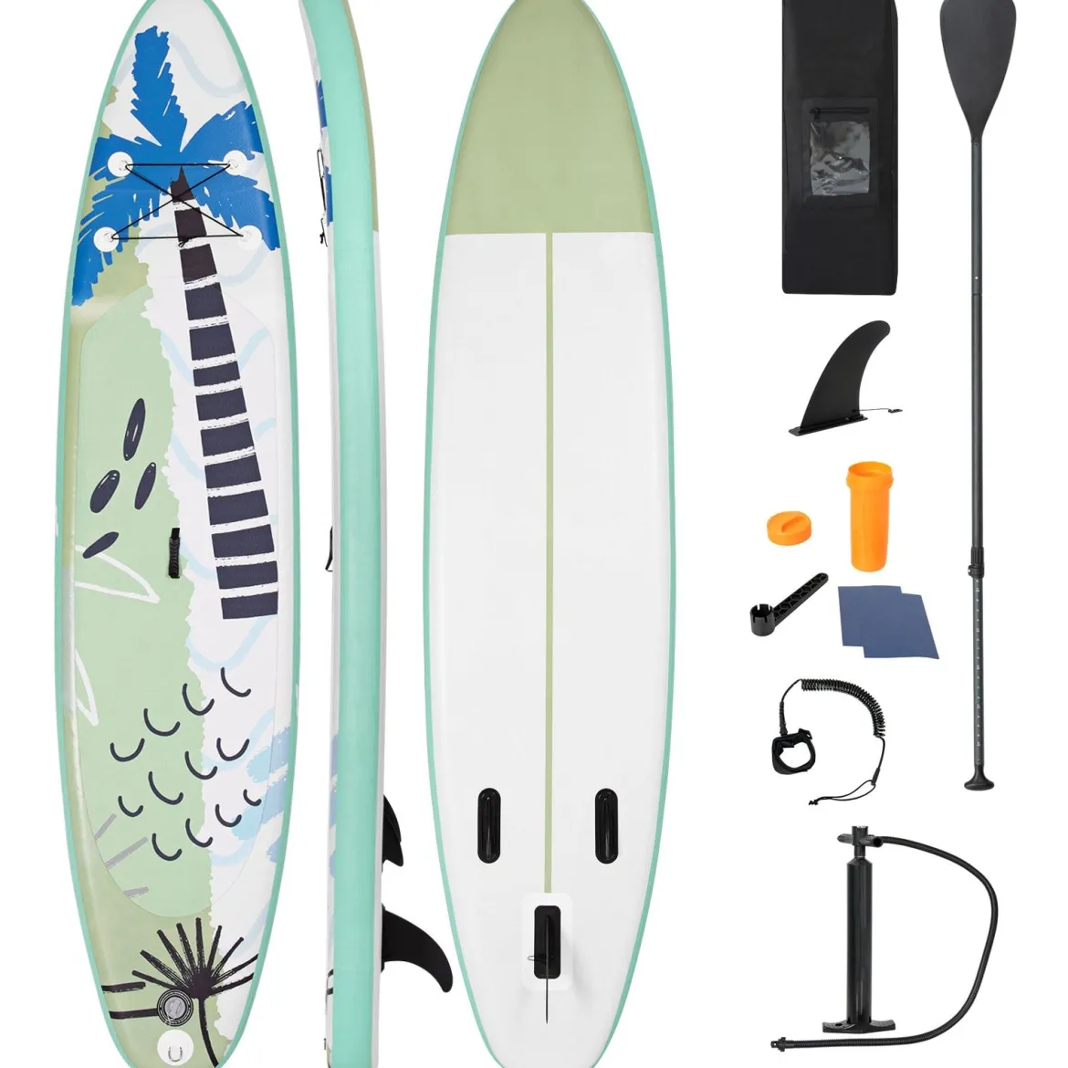 Stand Up Surfbrett Aufblasbares Surfbrett Paddle Board 320 x 76 x 15 cm Grün