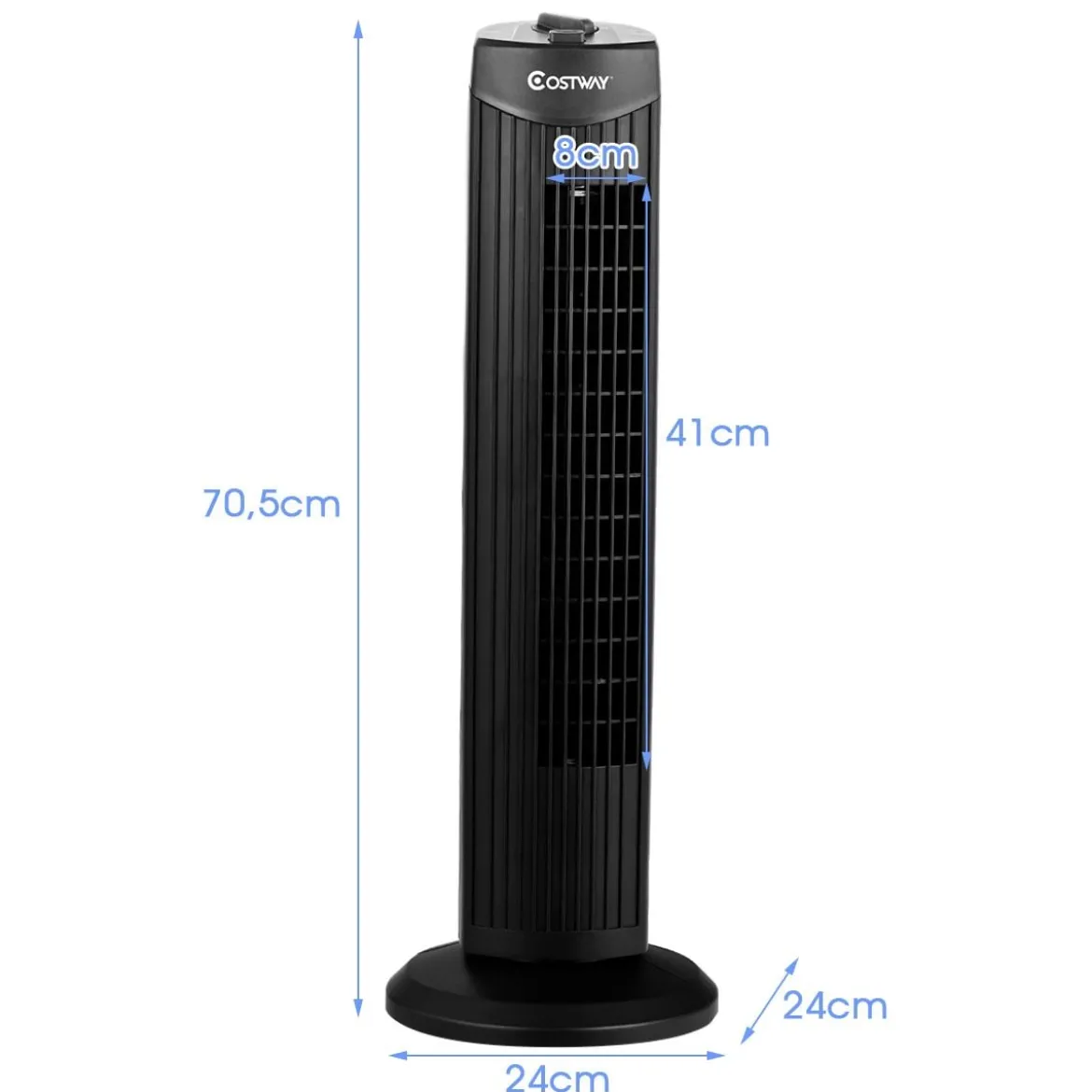 Standventilator schlank & kompakter Turmventilator Säulenventilator 70cm hoch mit 45 Nennleistung im eleganten Schwarz