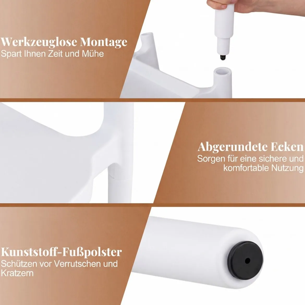 Stapelbare Esszimmerstühle bis 150 kg Belastbar Küchenstuhl aus Kunststoff Stapelstühle Weiß