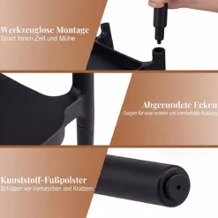 Stapelbare Esszimmerstühle bis 150 kg Belastbar Küchenstuhl aus Kunststoff Stapelstühle Schwarz