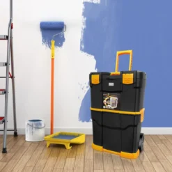 Stapelbare Rollende Werkzeugkasten mit Klappbarem Griff & Abnehmbarem oberem Teil