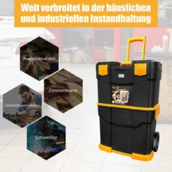Stapelbare Rollende Werkzeugkasten mit Klappbarem Griff & Abnehmbarem oberem Teil