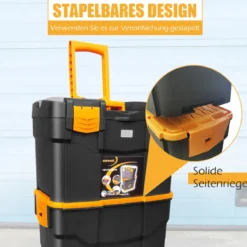 Stapelbare Rollende Werkzeugkasten mit Klappbarem Griff & Abnehmbarem oberem Teil