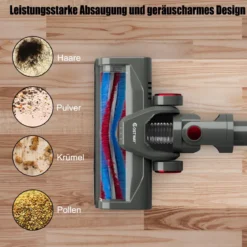 Staubsauger kabellos ultraleicht 6-in-1 Handstaubsauger hohe Saugkraft mit Lithium-Akku Rot