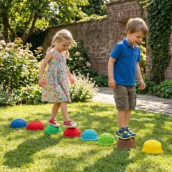 8 Stück Balanciersteine Halbrund Yoga-Bälle aus PVC mit Rutschfester Oberfläche für Kinder ab 3 Jahren Bunt