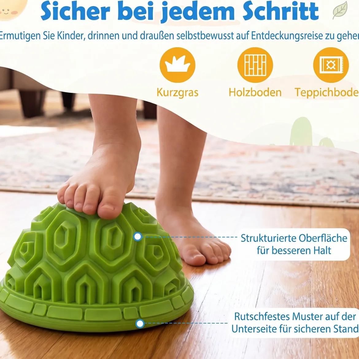 8 Stück Balanciersteine Halbrund Yoga-Bälle aus PVC mit Rutschfester Oberfläche für Kinder ab 3 Jahren Bunt