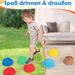 8 Stück Balanciersteine Halbrund Yoga-Bälle aus PVC mit Rutschfester Oberfläche für Kinder ab 3 Jahren Bunt