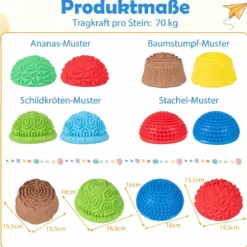 8 Stück Balanciersteine Halbrund Yoga-Bälle aus PVC mit Rutschfester Oberfläche für Kinder ab 3 Jahren Bunt