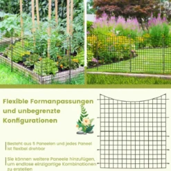 5 Stück Dekorativer Gartenzaun aus Metall Landschaftszaun 98 cm Hoch Schwarz