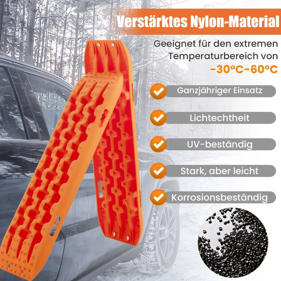 2 Stücke Anfahrhilfe Sandbleche Offroad Reifenleiter für Sand/Schlamm/Schnee 107 x 31 x 7 cm Orange