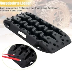 2 Stücke Anfahrhilfe Sandbleche Offroad Reifenleiter für Sand/Schlamm/Schnee 10 Tonnen Schwarz