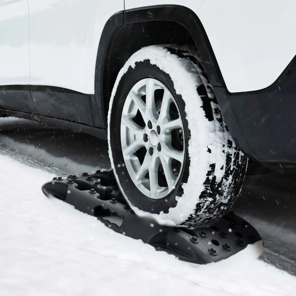 2 Stücke Anfahrhilfe Sandbleche Offroad Reifenleiter für Sand/Schlamm/Schnee 10 Tonnen Schwarz