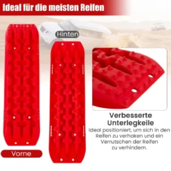 2 Stücke Anfahrhilfe Sandbleche Offroad Reifenleiter für Sand/Schlamm/Schnee 107 x 31 x 7 cm Rot