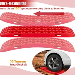 2 Stücke Anfahrhilfe Sandbleche Offroad Reifenleiter für Sand/Schlamm/Schnee 107 x 31 x 7 cm Rot