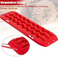 2 Stücke Anfahrhilfe Sandbleche Offroad Reifenleiter für Sand/Schlamm/Schnee 107 x 31 x 7 cm Rot