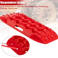 2 Stücke Anfahrhilfe Sandbleche Offroad Reifenleiter für Sand/Schlamm/Schnee 10 Tonnen Rot