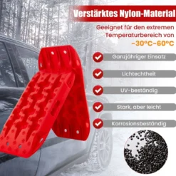 2 Stücke Anfahrhilfe Sandbleche Offroad Reifenleiter für Sand/Schlamm/Schnee 10 Tonnen Rot