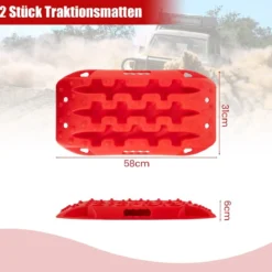 2 Stücke Anfahrhilfe Sandbleche Offroad Reifenleiter für Sand/Schlamm/Schnee 10 Tonnen Rot
