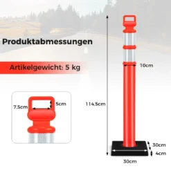 3 Stück Flexible Reflex Absperrpfosten mit Reflektierenden & Griff Sperrpfosten ohne Kette Rot