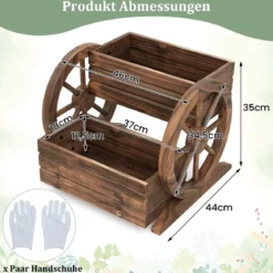 2-stöckiger Blumenkasten holz rustikale Holzwagen-Pflanzkübel mit Ablauflöchern Kaffee