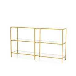3-Stöckiger Konsolentisch aus Glas Glastisch mit Ablage 130 x 30 x 73 cm Gold