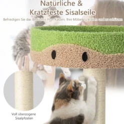 5-stöckiger Kratzbaum aus Holz & Plüschstoff mit Sitzplattform & Ball & Katzenhöhle & Sisalpfosten