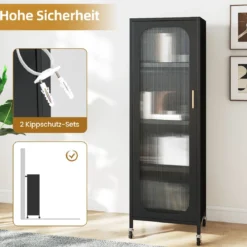 5-stöckiger Metall-Küchenschrank hoher schmaler Mehrzweckschrank mit verstellbaren Regalen Schwarz