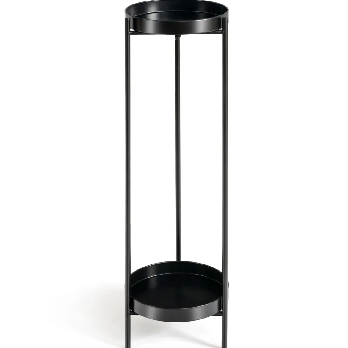 2-stöckiger Metall-Pflanzenständer Moderner Pflanzenständer Ø25 x 80 cm Schwarz