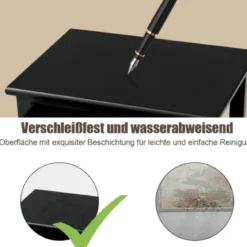 2-Stöckiger Nachttisch aus Holz mit Schublade und Korb stilvollenund modernen Design Ideal für das Schlaf- und Wohnzimmer Schwarz