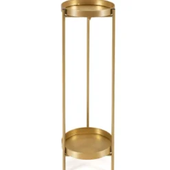 2-stöckiger Pflanzenständer aus Metall Moderner Blumenständer mit Ablage 25 x 80 cm Golden