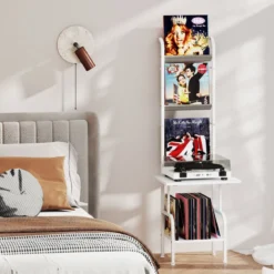 5-stöckiger Plattenspielerständer mit Vinyl-Ausstellungsregal Schallplattenständer Weiß