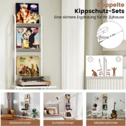 5-stöckiger Plattenspielerständer mit Vinyl-Ausstellungsregal Schallplattenständer Weiß