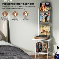 5-stöckiger Plattenspielerständer mit Vinyl-Ausstellungsregal Schallplattenständer Weiß