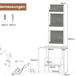 5-stöckiger Plattenspielerständer mit Vinyl-Ausstellungsregal Schallplattenständer Weiß