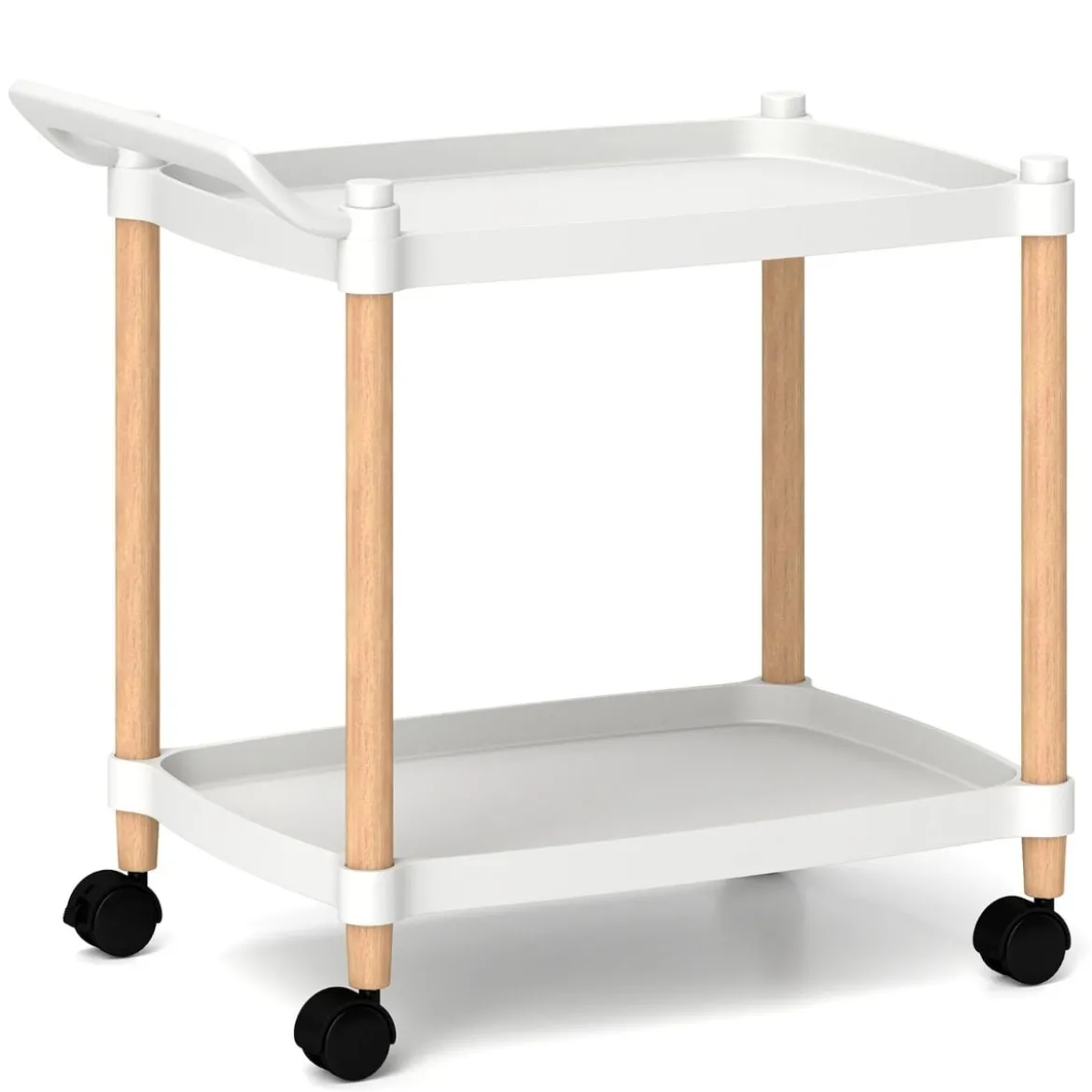 2-stöckiger Rollwagen mit Verriegelbaren Rädern & Buchenholzrahmen Trolley Organizer