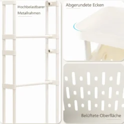 3 Stöckiger Wäschekorb auf Rollen mit 3 Körben & Griff Wäschekorbwagen Wäschesammler