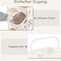 3 Stöckiger Wäschekorb auf Rollen mit 3 Körben & Griff Wäschekorbwagen Wäschesammler