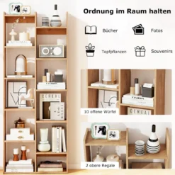 12-stöckiges Bücherregal Displayständer mit Anti-Kipp-Sicherungen Baumförmiges Standregal 65 x 20 x 162 cm