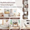 5 stöckiges Bücherregal Geometrisches Standregal mit Kippschutz Freistehendes Lagerregal Rustikales Braun