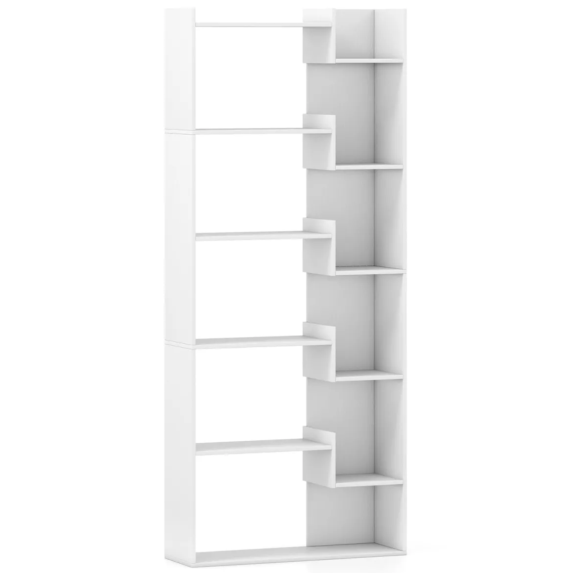 6-stöckiges Bücherregal Holzregal mit 2 Kippsicherungen offenes Ausstellungsregal 69 x 22 x 163 cm Weiß