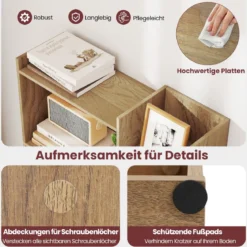 6-stöckiges Bücherregal Holzregal Standregal Dekoratives Aufbewahrungsregal 69 x 22 x 163 cm