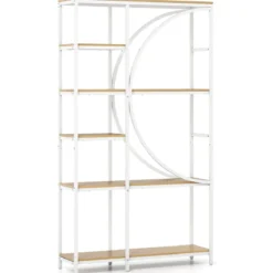 6-stöckiges Bücherregal industrielles Büroregal mit offenen Ablageflächen hohes Regal mit bogenförmigem Design Standregale