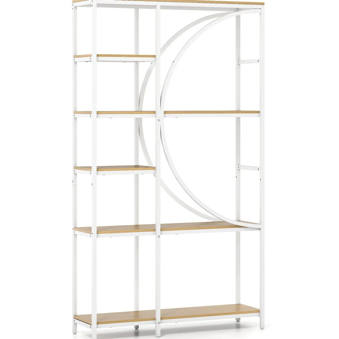 6-stöckiges Bücherregal industrielles Büroregal mit offenen Ablageflächen hohes Regal mit bogenförmigem Design Standregale