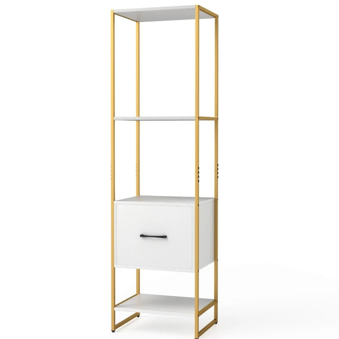5-stöckiges Bücherregal mit Schublade & Metallrahmen Bücherschrank Modern Standregal