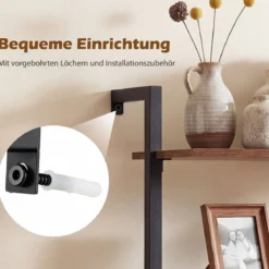 4-stöckiges Bücherregal mit 2-türiger Schrank & 2 Offenen EinlegebödenWandmontiertes Standregal Braun