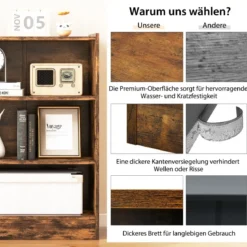 3-stöckiges Bücherregal offenes Ablageregal moderner Schrank 50 x 30 x 75 cm Braun